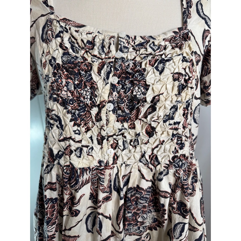 House of Harlow 1960 Floral Smocked Square Neck Ruffle Mini Dress Size S - Picture 2 of 8